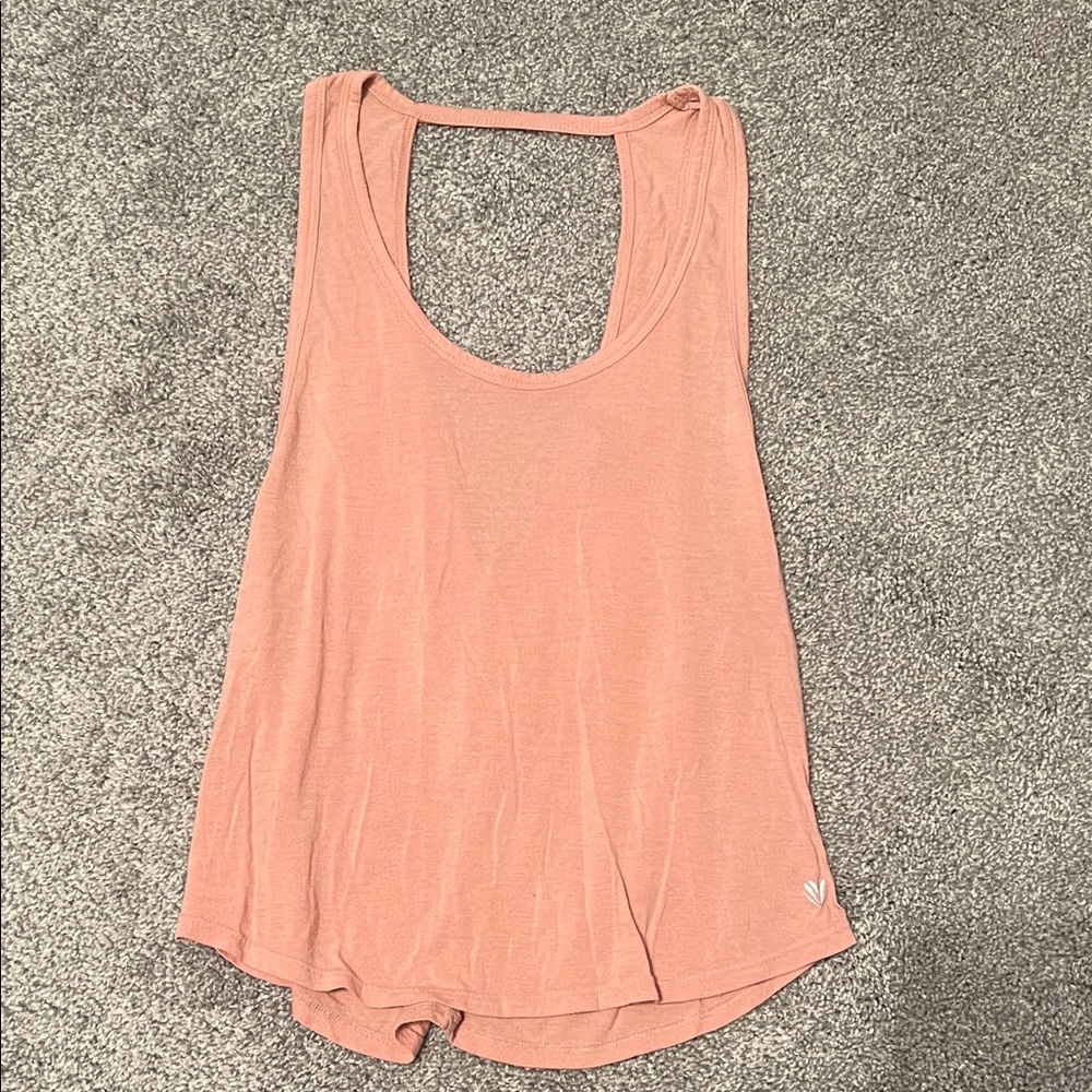 Pink workout tank with open back